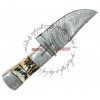 Rebel Wolf Short Man Damascus Steel Knife Stag Horn Handle Steel Bolster